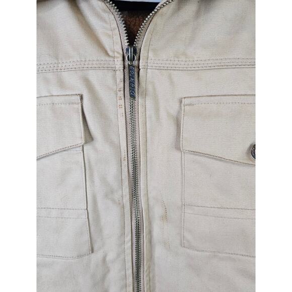 NWT Vtg Y2K Dickies Men Tan Sherpa Lined Canvas Work Jacket Insulated Full Zip L - Picture 7 of 12